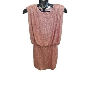 THML Pink Sequins Party One Piece Dress Drape at Waist  XS